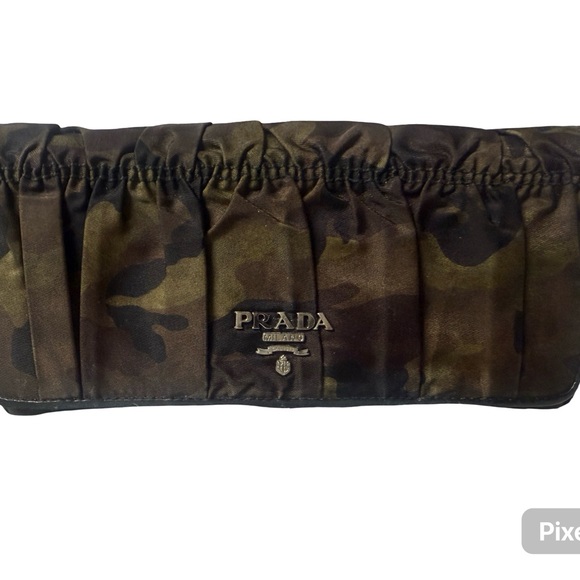 Customized Prada Olive and Brown Camouflage Clutch/Wallet - Picture 1 of 8